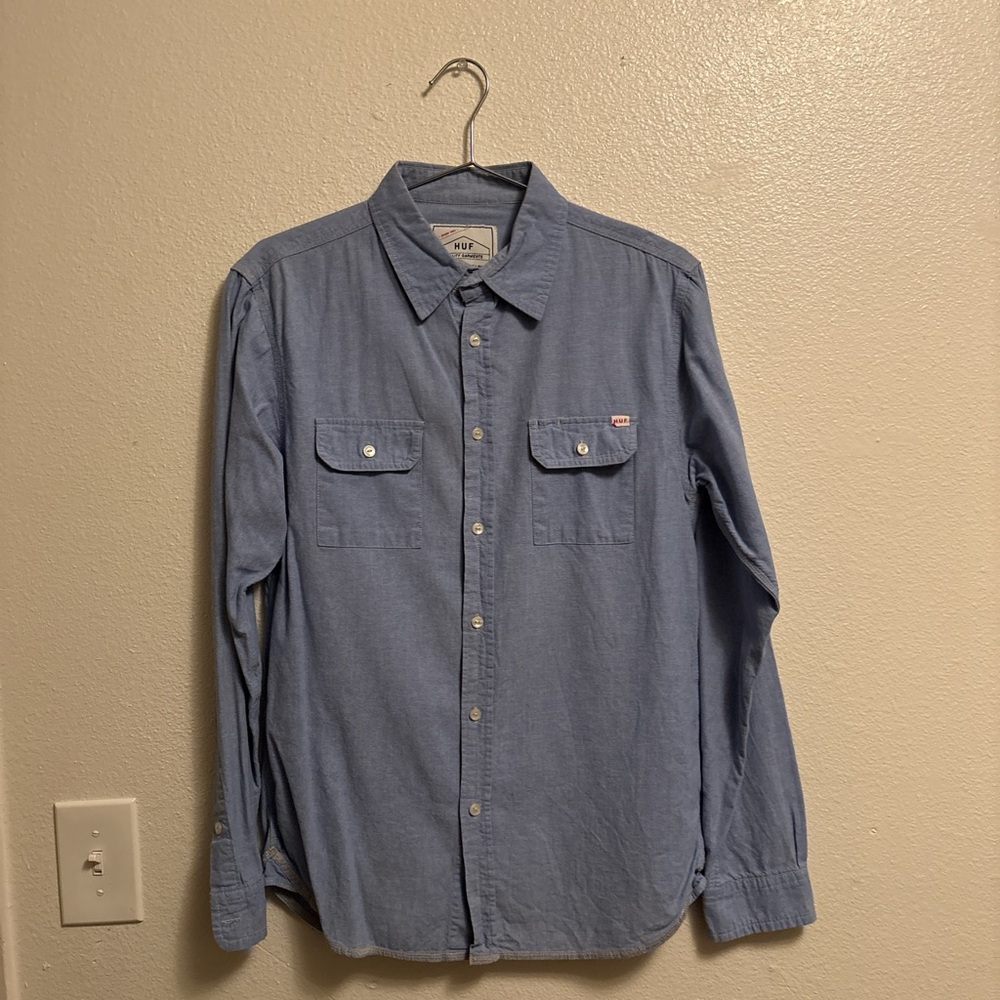 HUF Light Blue Casual Button-Down Shirt